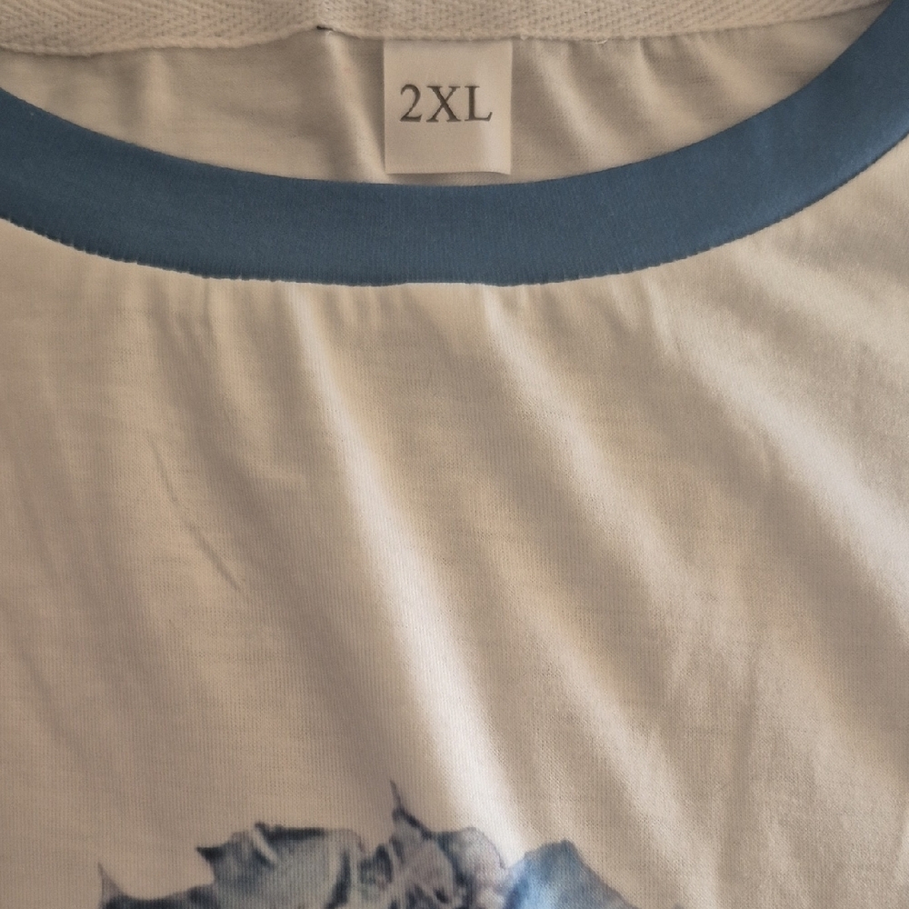 Charming Blue and White Adult Tshirt With A Dog On Front - Picture 4 of 6